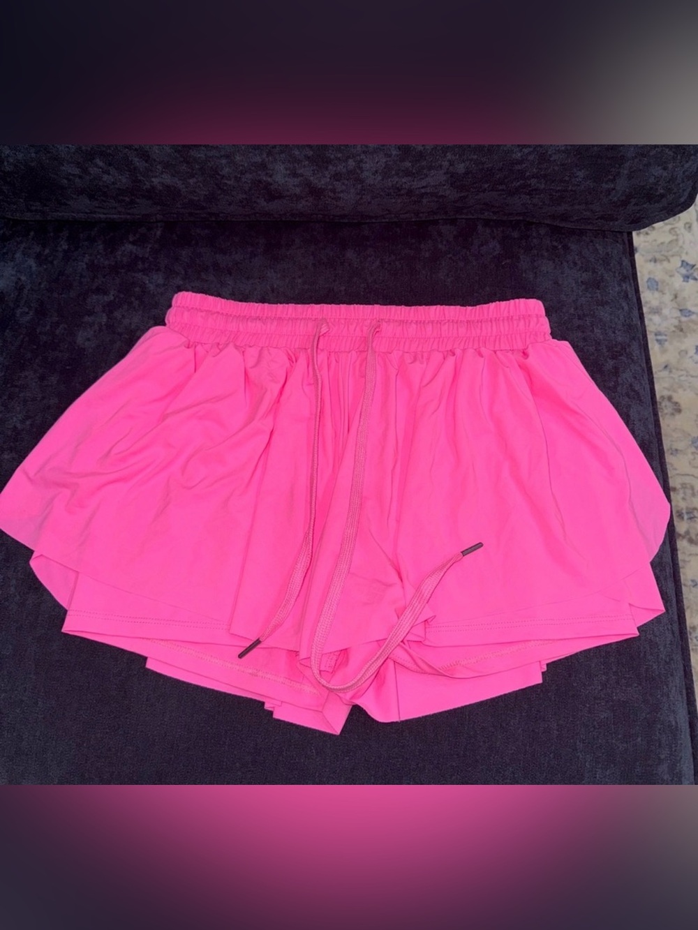 Women’s Neon Pink Athletic Running Shorts with Drawstring Waist